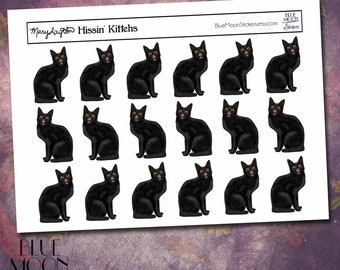 Mary Layton Hissin' Kittehs Halloween Samhain Black Cat Stickers