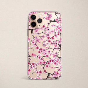 桜のクリア電話ケース iPhone 15 Pro 14 Plus 13 Pro Max 12 Mini 11 X XR 7 8 SE 2020 2022 ピンク 春の花 桜 日本