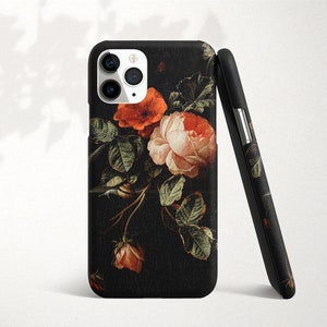 Vintage Flowers Google Pixel Phone Case Pixel 4 Case Pixel 3A Case Pixel 5 Case 3 4A 5G 2 4XL 3XL 3AXL 2XL XL Floral Red Roses on Black