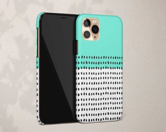 Aqua Color Block Black Polka Dots Google Pixel Phone Case Turquoise and White Spotted Geometric Pixel 4 Case Pixel 3 Case Pixel 2 Case 3A XL