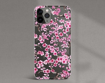 Przezroczyste etui z motywem różowego kwiatu wiśni do Samsunga Galaxy S24 Plus S23 Ultra S22 S21 S20 S10 S20FE S10E Google Pixel 6 Pro 5 5A 4 XL 4A 5G