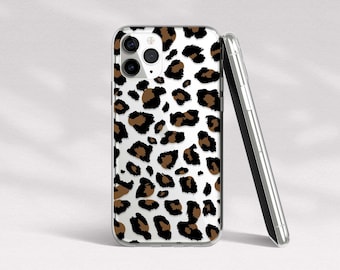 Leopard Print Clear Case For Samsung Galaxy S24 Ultra S23 Plus S22 S21 S20 S10 S20FE S10E Pixel 6 Fun Phone Case With Cheetah Animal Pattern