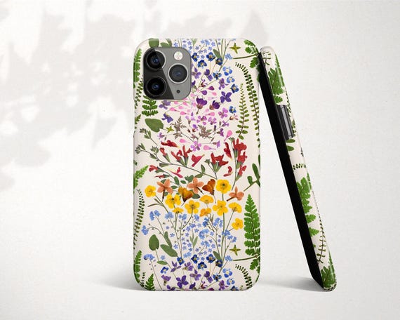 Floral Phone Case Pressed Flower iPhone 12 Case Rainbow Flowers Phone Cover 11 Pro Max iPhone XR Case for iPhone 8 Gift for Girlfriend Her