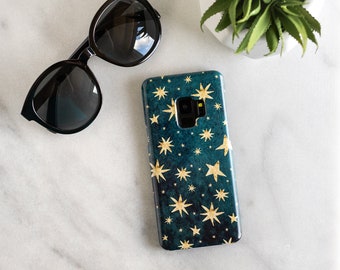 Green Stars Galaxy S21 Phone Case Galaxy S20 Plus Case Star S9 Case S10 Plus Case Abstract Galaxy S8 Case Galaxy S7 Note 8 9 10 20 Dark Teal