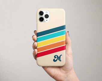 Custom Initial Phone Case for Google Pixel 10 9 8 Pro 7 6 XL with Retro Stripes Personalized Monogram Phone Case