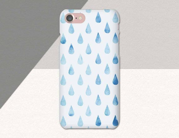 Blue Teardrop iPhone 6 Case, Minimal iPhone 7 Case Blue, White Raindrops, iPhone 6S Case, iPhone SE Case, Unique Phone Case, Minimalist Plus