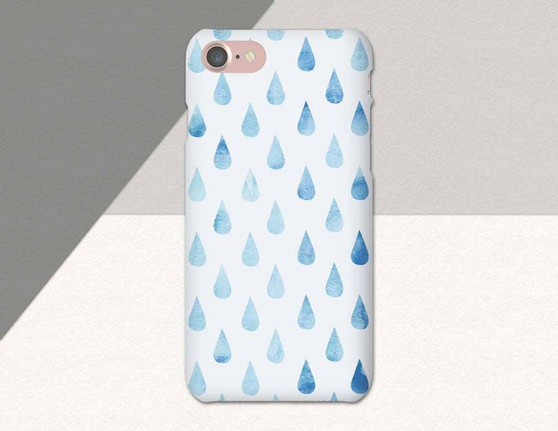 Blue Teardrop iPhone 6 Case, Minimal iPhone 7 Case Blue, White Raindrops, iPhone 6S Case, iPhone SE Case, Unique Phone Case, Minimalist Plus image 1