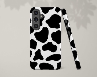 Cow Print Phone Case for Samsung Galaxy S22 S23 Plus S24 Ultra S21 S20 FE S10 Note 20 10 9 Country Western Black and White Animal Pattern