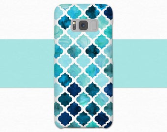 Blue Morrocan Galaxy S8 Case, Morrocan Samsung Galaxy S7 S6 S9, Blue Watercolor Galaxy Case, Galaxy S9 Case, A3 Case, Samsung Galaxy S8 Plus
