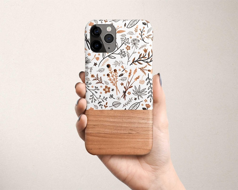 Funda floral para teléfono Google Pixel 10 9 XL 9a 8 Pro 7 6. Funda resistente con estampado floral de imitación madera. imagen 3