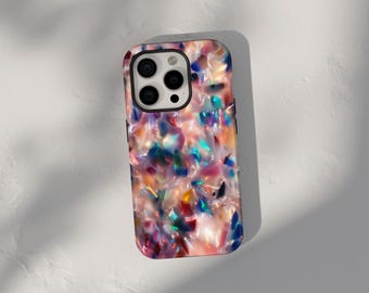 Unique Rainbow Confetti Blurry Phone Case for iPhone 17 Air 17e 16 16e 14 Pro Max 15 Plus 13 Mini SE2 Pink Gift Tough Magsafe Case