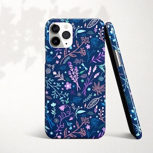 Blaue iPhone 12 Hülle mit Blumenmuster iPhone 11 Pro Max Hülle für iPhone XS Max Hülle Floral iPhone 8+ iPhone XR Case 7 X 6S SE Niedlich