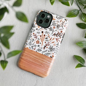 Funda floral para teléfono Google Pixel 10 9 XL 9a 8 Pro 7 6. Funda resistente con estampado floral de imitación madera. imagen 2