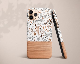 Funda floral para teléfono Google Pixel 10 9 XL 9a 8 Pro 7 6. Funda resistente con estampado floral de imitación madera.