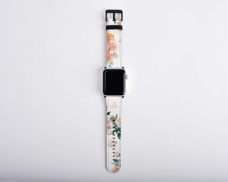 Custom Monogram Apple Watch Band Floral Personalized iWatch Etsy