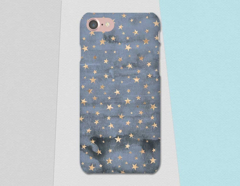 Blue Gold Phone Case, Stars Phone Case, iPhone 6S Case, Blue iPhone 7 Case Plus iPhone SE Case, Galaxy S7 Case S10 Note 9 iPhone X, iPhone 8 image 4