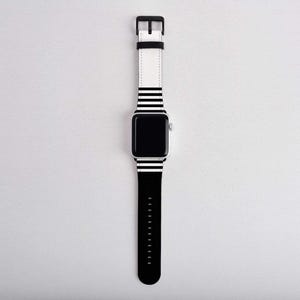 Black and White Apple Watch Band Strap iWatch Band Stripes Minimalist Watch Band 38mm 40mm 42mm 44mm Watch Band Series 6 5 4 3 2 1 SE Unisex