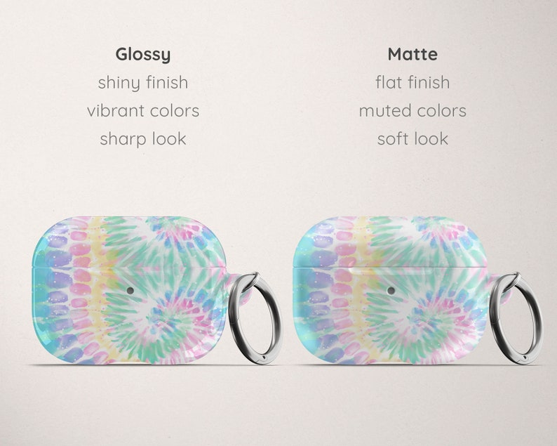 Pastel Rainbow Tie Dye AirPod Case for AirPods Pro Hard Cover with Keychain Apple Air Pod 1 2 and Carabiner Cute Gift for Mom or Girlfriend image 5