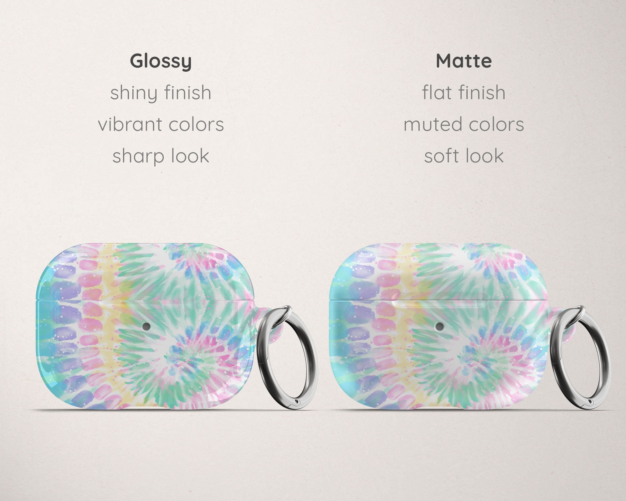 Pastel Rainbow Tie Dye AirPod Case for Airpods Pro Hard Cover With