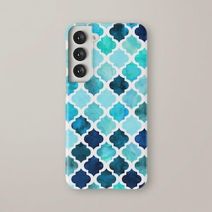 Blue Morrocan Galaxy S21 Case Morrocan Samsung Galaxy S20 Ultra S7 S6 S9 Blue Watercolor S10E Note 9 10 20 Galaxy A51 5G A71 5G A70 A50 A90