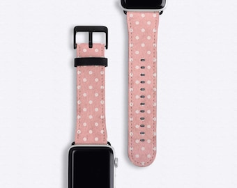 Dusty Pink Apple Watch Band with Polka Dot Pattern Apple Watch Strap Series 1 2 3 4 5 Watch Band 38mm 40mm 42mm 44mm Custom Pink Watch Band