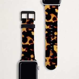 Tortoiseshell Pattern Apple Watch Strap Tort Apple Watch Band 38mm 40mm 42mm 44mm Faux Leather iWatch Series 6 5 4 3 2 1 SE Tortoise Print