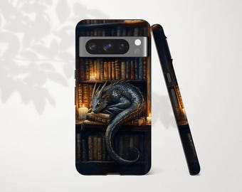 Drachen-Handyhülle für Google Pixel 10, 9 XL, 9a, 8 Pro, 7, 6 – Geschenkidee für Bücherliebhaber (Dark Academia Fantasy)