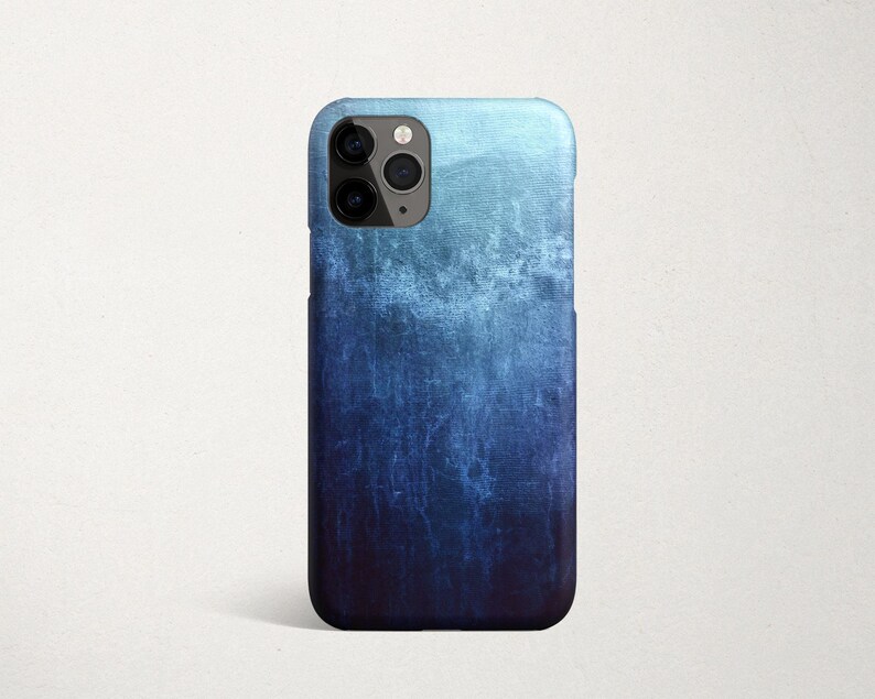 a phone case with a blue and white design on it