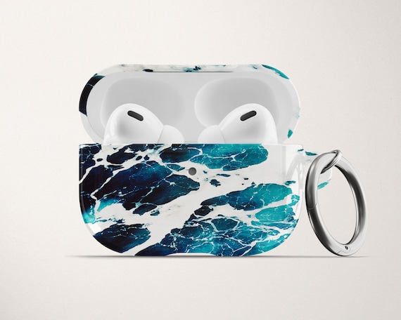 Aqua Marble AirPod Case for Airpods Pro Hard Cover With Keychain Ocean  Water Apple Air Pod 1 2 and Carabiner Teal White Blue Marble Gift 1 2 