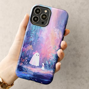 Pink Ghost Phone Case for iPhone 16 15 14 13 16e Samsung Galaxy S25 S24 S23 Google Pixel 9 8 7 Pastel Goth Halloween Spooky Aesthetic Gift
