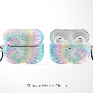 Pastel Rainbow Tie Dye AirPod Case for AirPods Pro Hard Cover with Keychain Apple Air Pod 1 2 and Carabiner Cute Gift for Mom or Girlfriend image 4