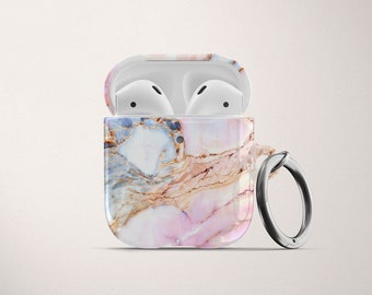 Pink Marble AirPod Pro Case Hard Cover for AirPods Marble Case Cute Air Pod Case with Keychain Rose Original AirPods 1 AirPod 2