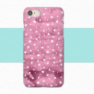 Pink iPhone X Case Stars iPhone 8 Plus Case Pink Phone Case iPhone 8 Case Pink with Stars Gift for Her iPhone 7 Plus Case iPhone 6S Plus SE image 1