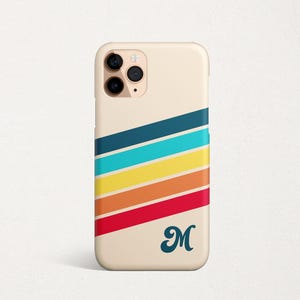 Custom Initial Google Pixel Retro Stripes Phone Case for Google Pixel 9 XL 9a 8 Pro 7 6 5  Personalized Phone Cover Customized Monogram