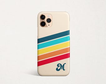 Custom Initial Google Pixel Retro Stripes Phone Case for Google Pixel 10 9 XL 9a 8 Pro 7 6 Personalized Phone Cover Customized Monogram