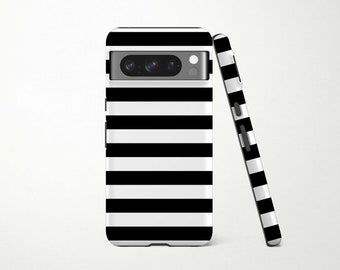Minimalist Black and White Stripes Phone Case for Google Pixel 7 Pro 8 6 5 5A 4 4A 5G 4XL 3 3XL 2 XL Striped Pattern Cute Simple for Guys