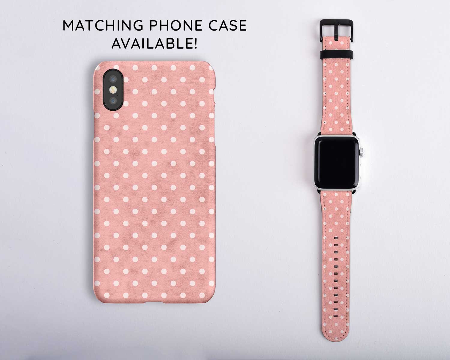 Dusty Pink Apple Watch Band with Polka Dot Pattern Apple Watch Strap Series 1 2 3 4 5 Watch Band 38mm 40mm 42mm 44mm Custom Pink Watch Band