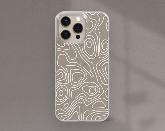 Black or White Topographical Map Clear Phone Case for iPhone 17 16 15 Pro 14 Plus 13 Mini SE Lines Topo Outdoors
