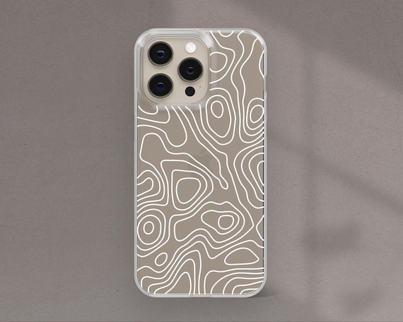 Black or White Topographical Map Clear Phone Case for iPhone 15