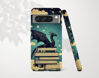 Vintage Dragon Bookish Phone Case for Google Pixel 10 Pro XL 9 9a 8 7 6 Literary Gift for Book Lover Fantasy