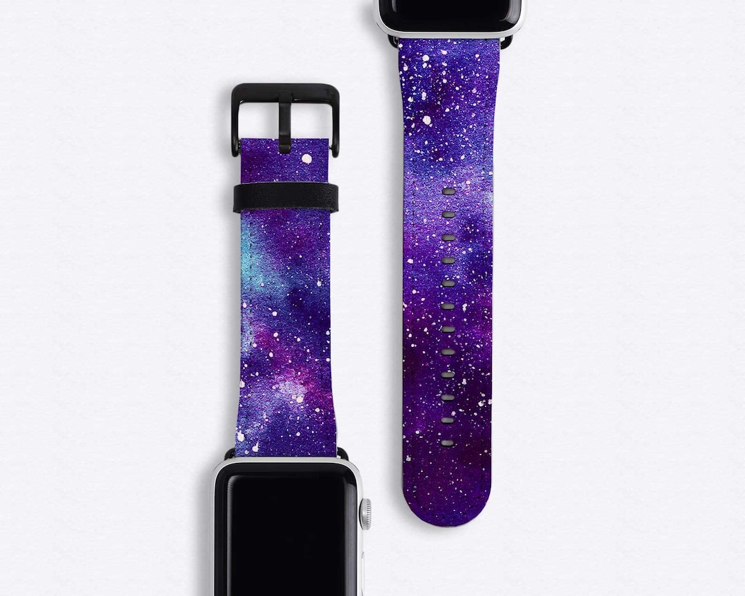 Purple Apple Watch Strap Space Apple Watch SE Band 38mm 40mm 42mm 44mm Faux  Leather Apple Iwatch Band Series 6 5 4 3 2 1 Custom Printed Band 