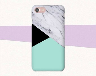Mint Green Marble Phone Case, iPhone 7 Case, iPhone 6S Plus, iPhone 7 Plus, Marble iPhone 6, iPhone SE Marble, Black White Green Marble Case