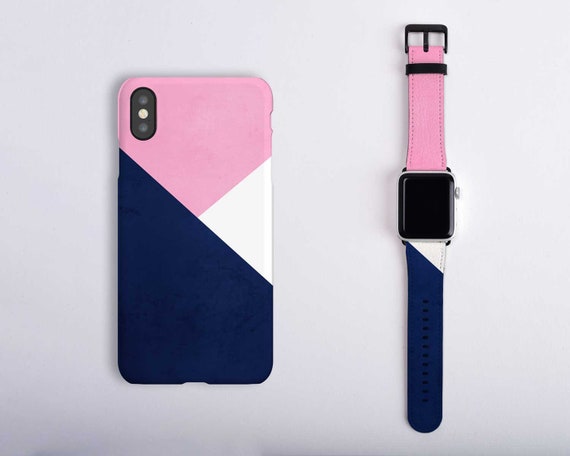 Cinturino da orologio Apple Watch abbinato rosa e blu navy e | Etsy Italia
