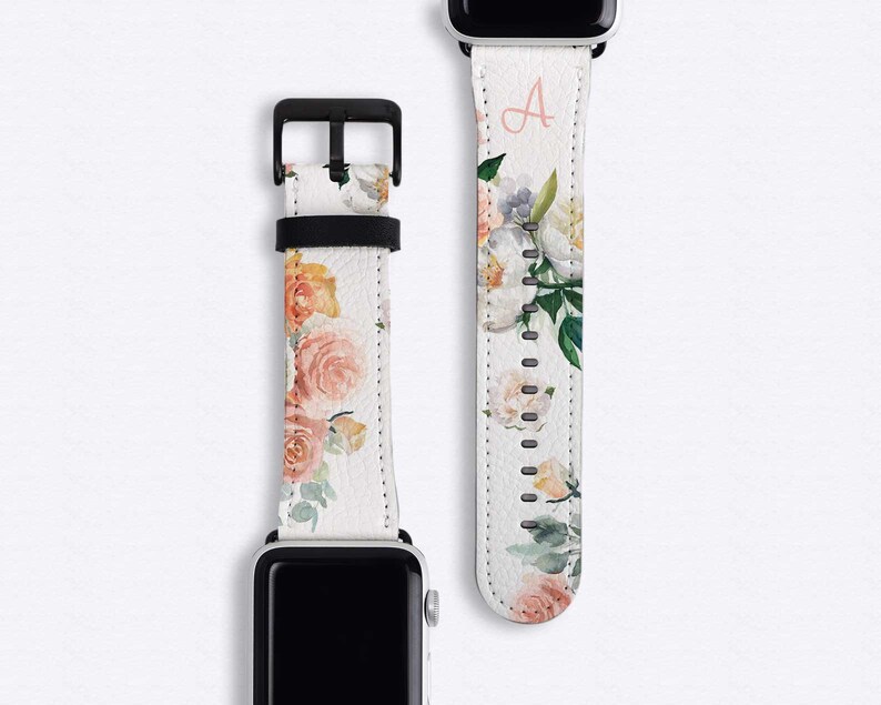 Custom Monogram Apple Watch Band Floral Personalized iWatch Etsy