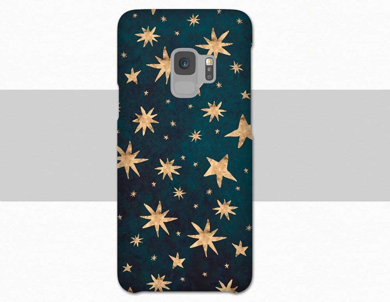 Green Stars Galaxy S21 Phone Case Galaxy S20 Plus Case Star S9 Case S10 Plus Case Abstract Galaxy S8 Case Galaxy S7 Note 8 9 10 20 Dark Teal image 2