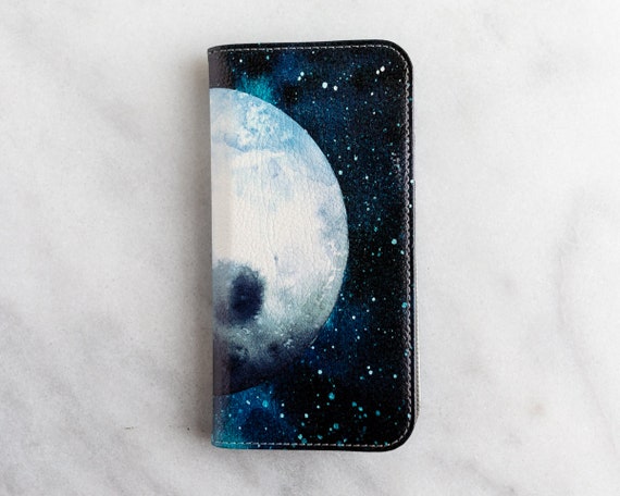 Full Moon Wallet Phone Case iPhone XR Celestial Galaxy S9 Moon | Etsy