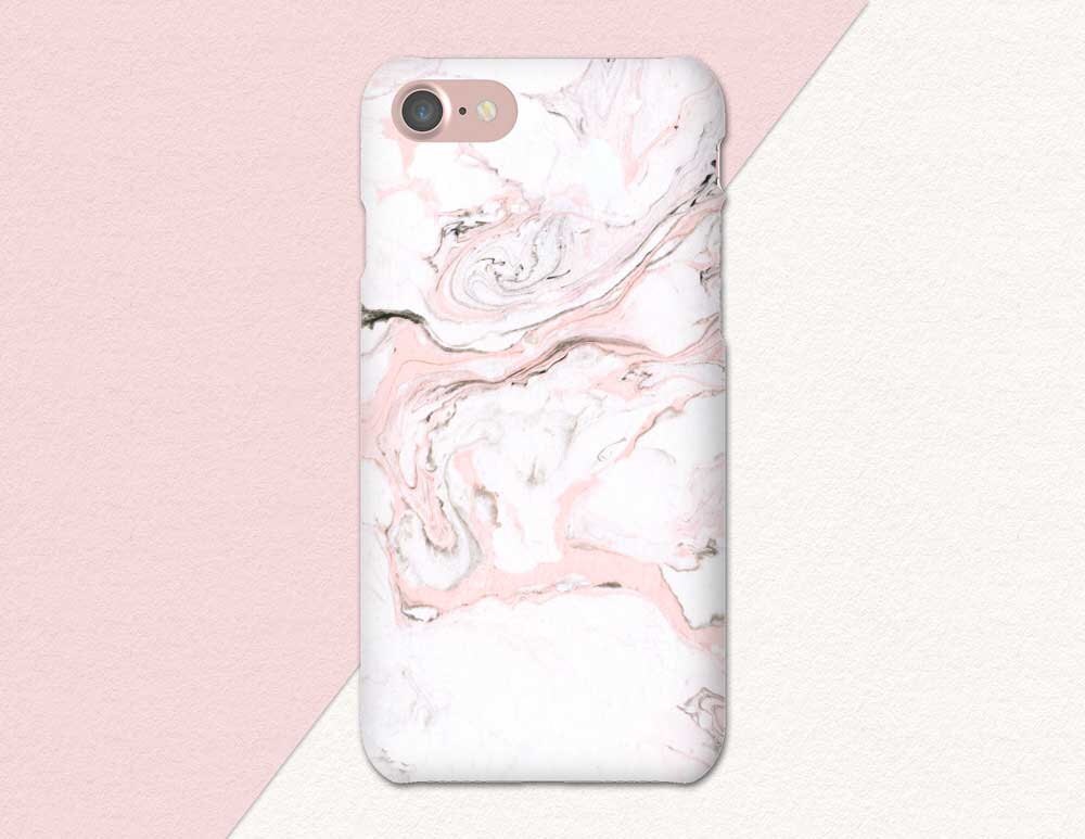 Marble Phone Case Pink and White Pink Marble Case Pink Etsy