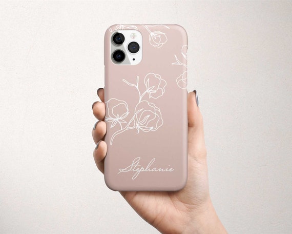 Beige Pink Aesthetic iPhone 11 Case With Custom Name 