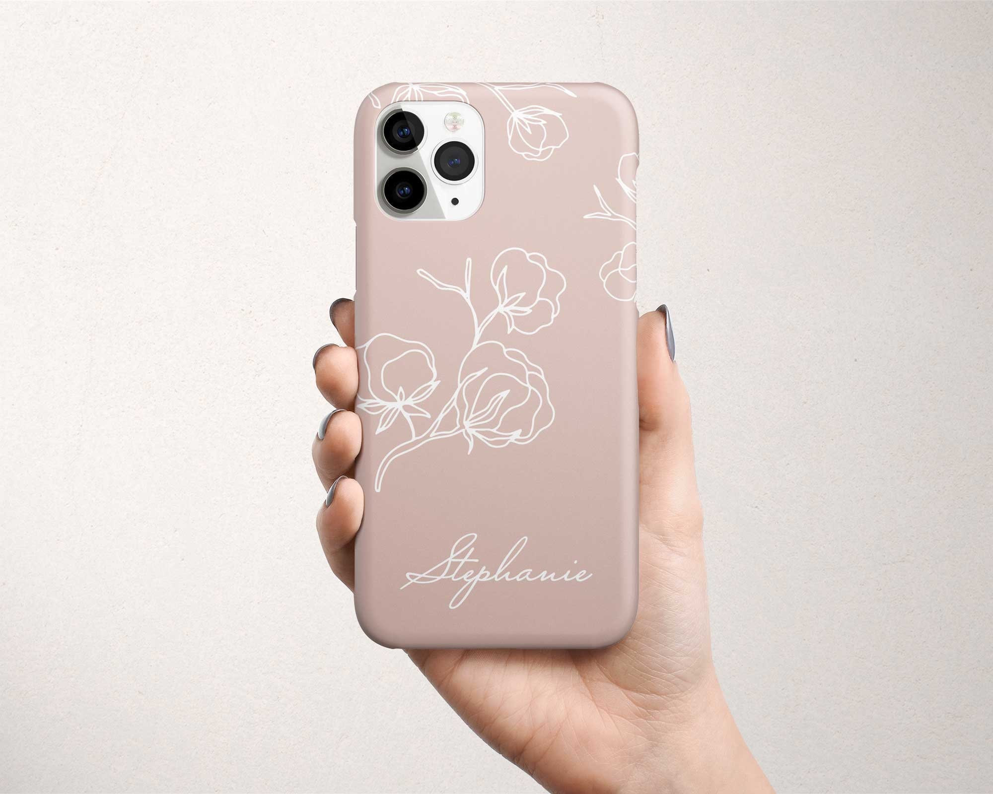 Beige Pink Aesthetic iPhone 11 Case With Custom Name Personalized