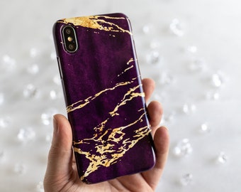 Dark Purple and Gold iPhone Case, Marble iPhone Case, Purple iPhone 7 Case, iPhone 6 Case Purple, iPhone 7 Plus Case Marble, iPhone 6S Plus